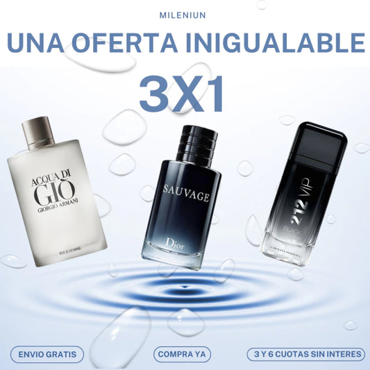 OFERTA ESPECIAL! 3X1 PERFUMES - Acqua Di Gio + Sauvage + 212Vip Black